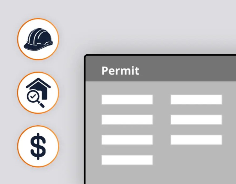 Permit tracking dashboard with status icons